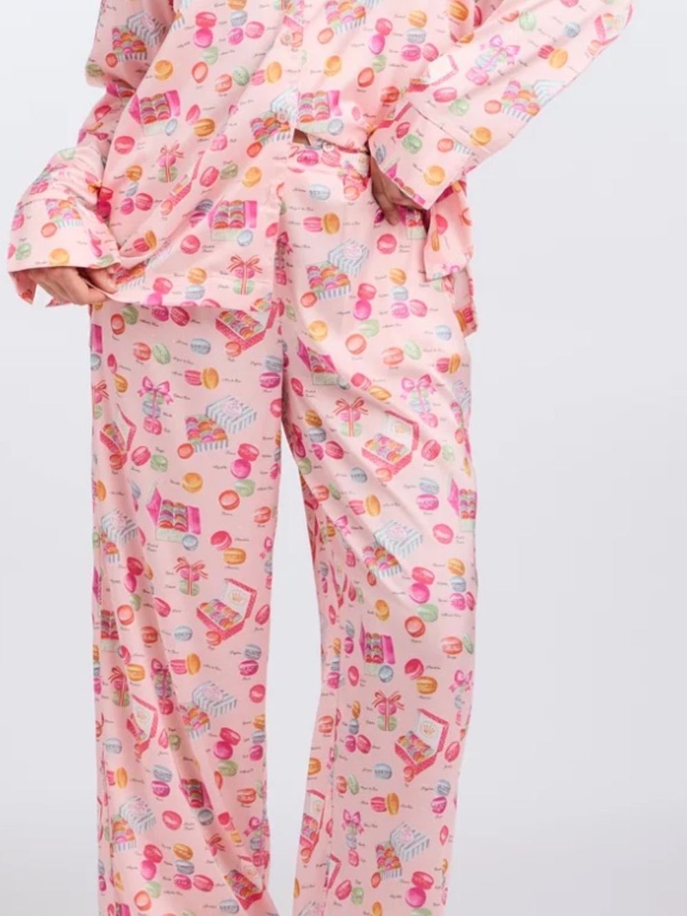 Nick & Nora Macaron Print Pajama Pants 100% cotton pockets drawcord waist large